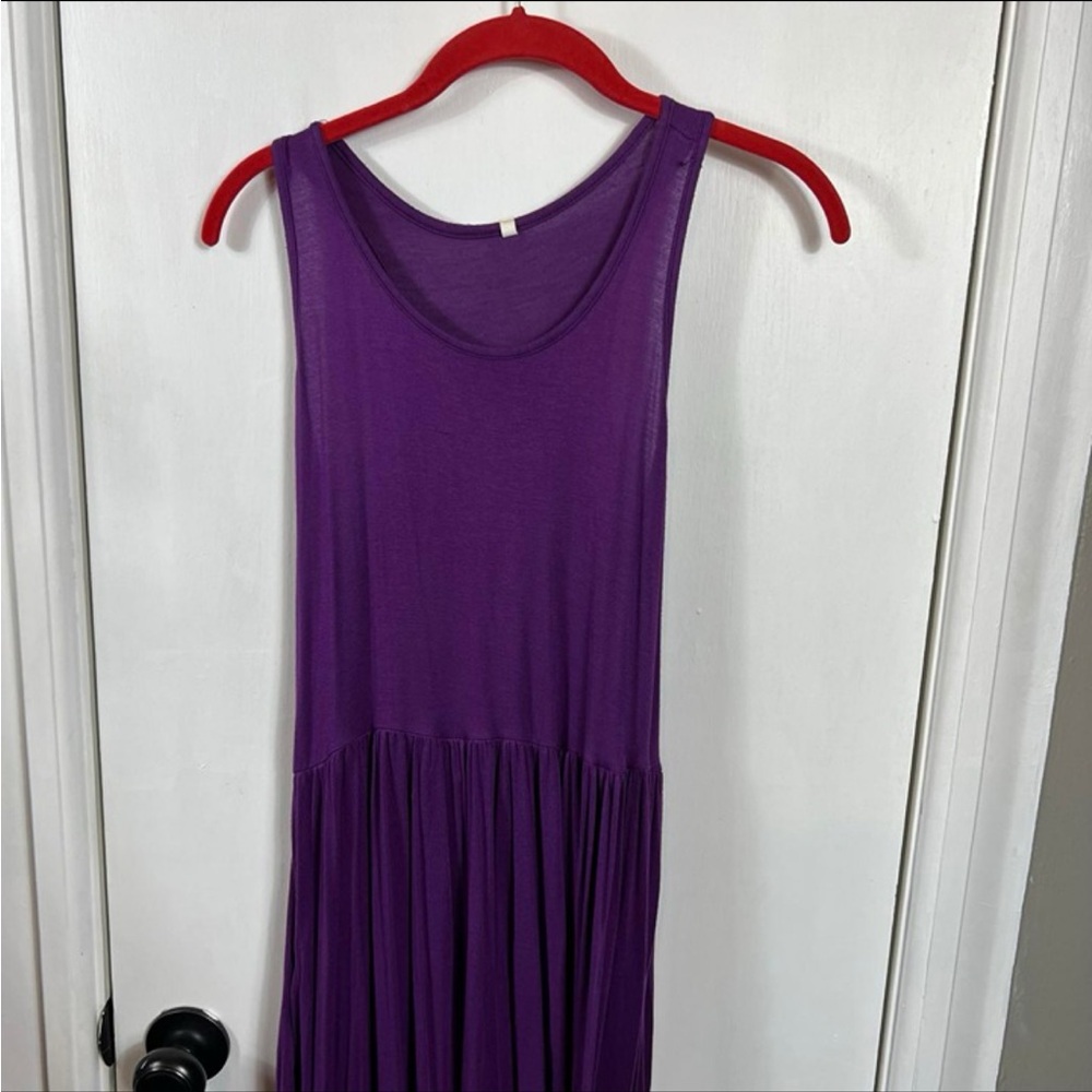 Plum Purple Sleeveless Maxi Dress with Pockets | A-Line Flowy Fit | Size Large - Picture 3 of 8